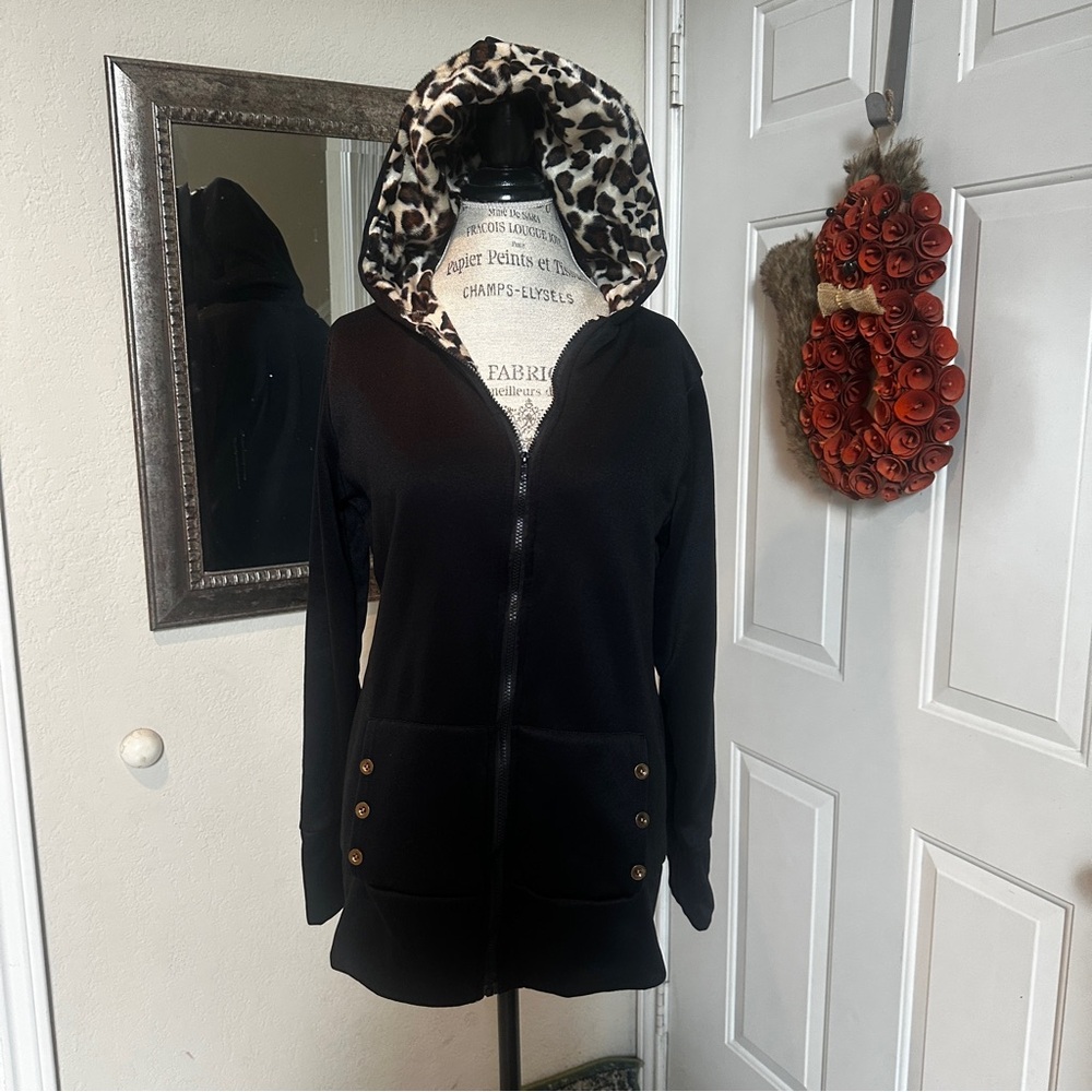 Leopard Print Black Jacket